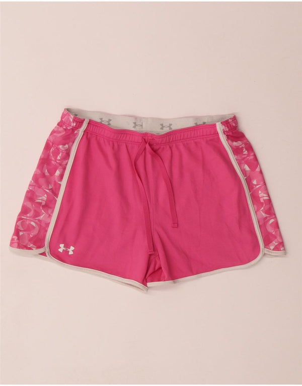 UNDER ARMOUR Damen Heat Gear Sportshorts UK 14 Mittelrosa Geometrisch
