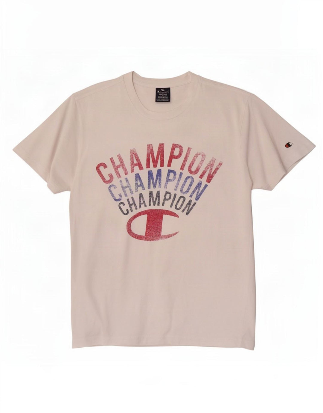 Champion Herren Grafik-T-Shirt-Oberteil Mittelweiß