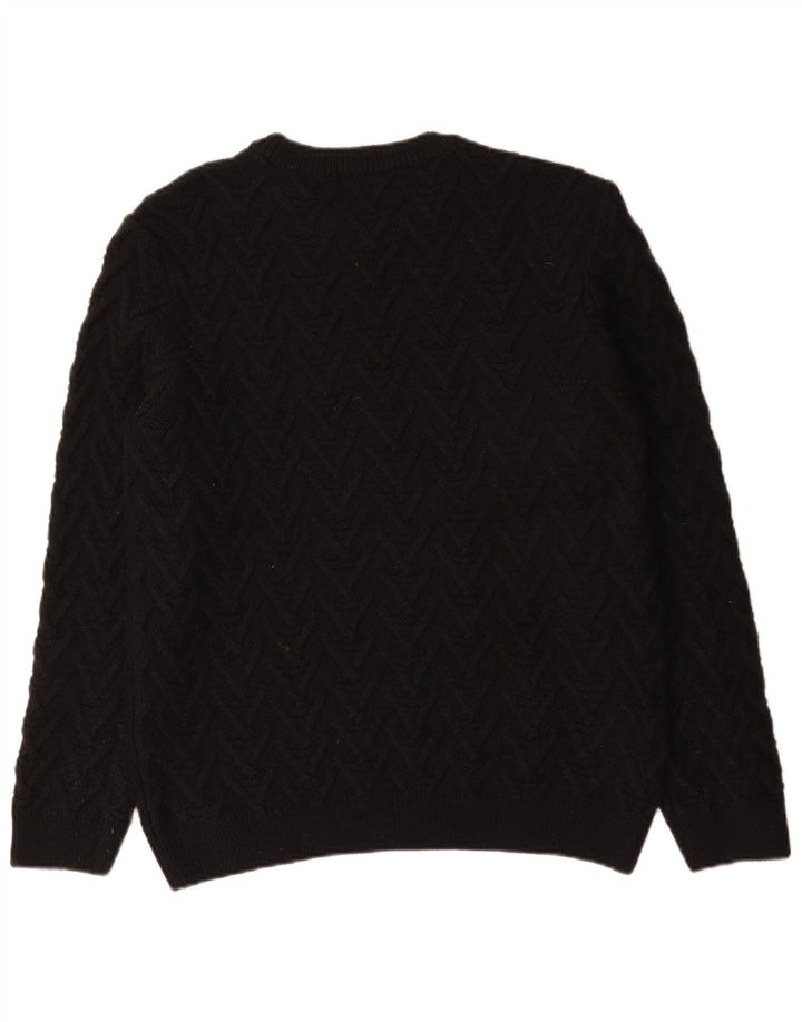 Zara Herren-Pullover mit Rundhalsausschnitt, groß, aus schwarzem Acryl