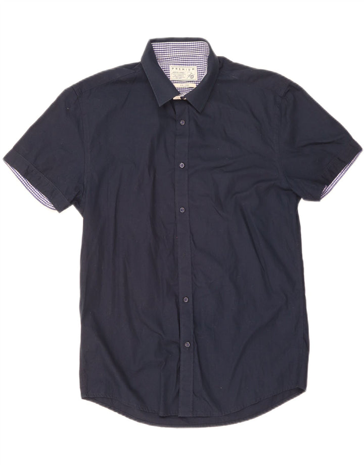 JACK & JONES Herren-Kurzarmhemd, groß, marineblau, Baumwolle