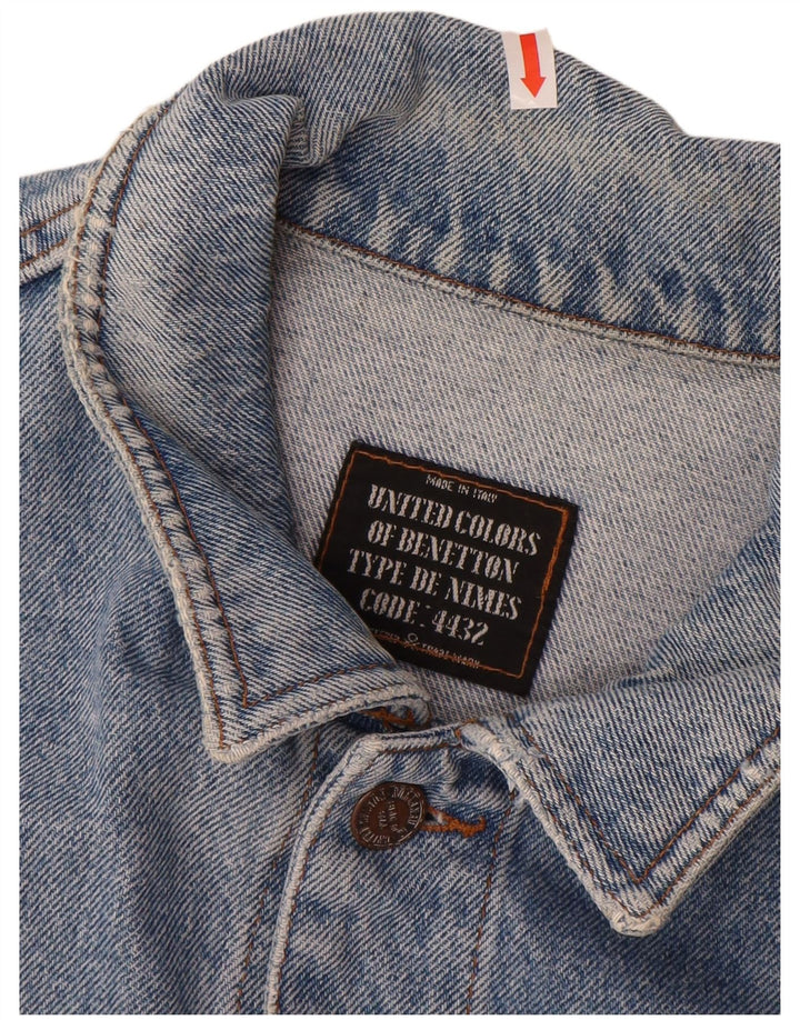 BENETTON Herren Jeansjacke IT 52 XL Blaue Baumwolle