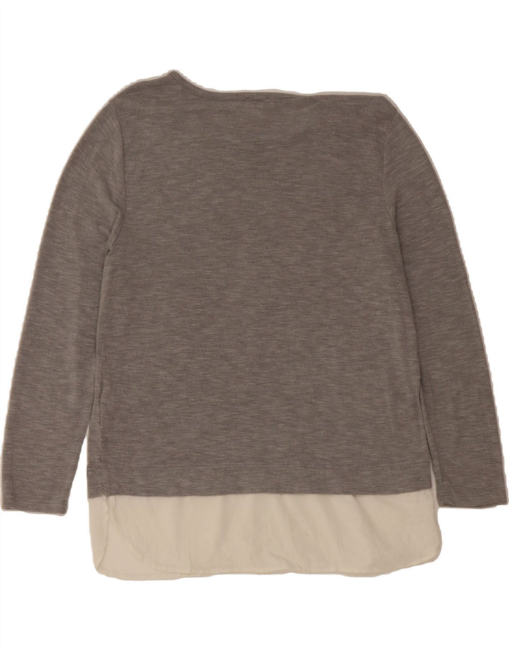 J. CREW Womens Top Long Sleeve UK 14 Medium Grey Colourblock Viscose Vintage J. Crew and Second-Hand J. Crew from Messina Hembry 