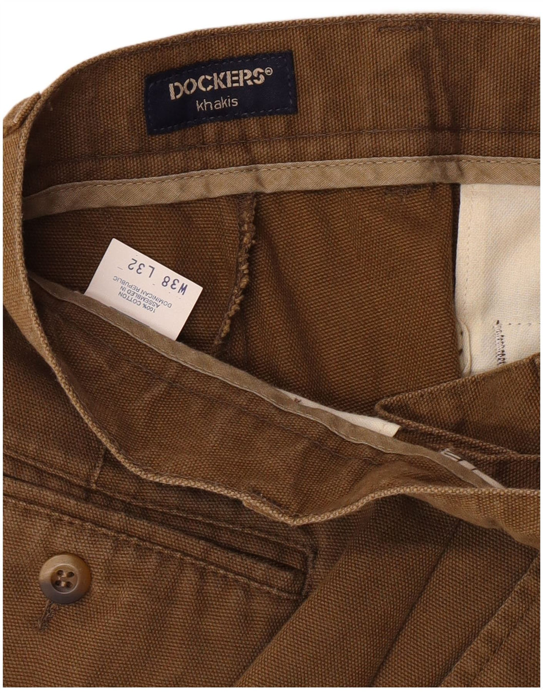 Dockers Herren Khakis Pegged Chino Hose W38 L32 Beige Cotton Classic