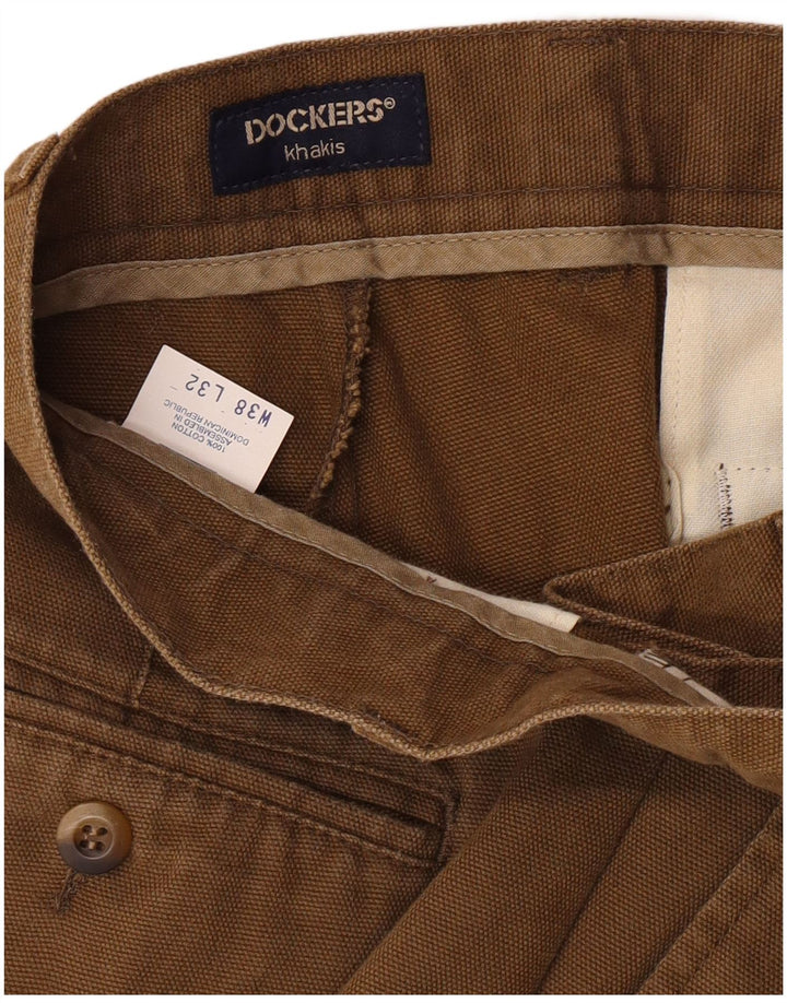 Dockers Herren Khakis Pegged Chino Hose W38 L32 Beige Cotton Classic