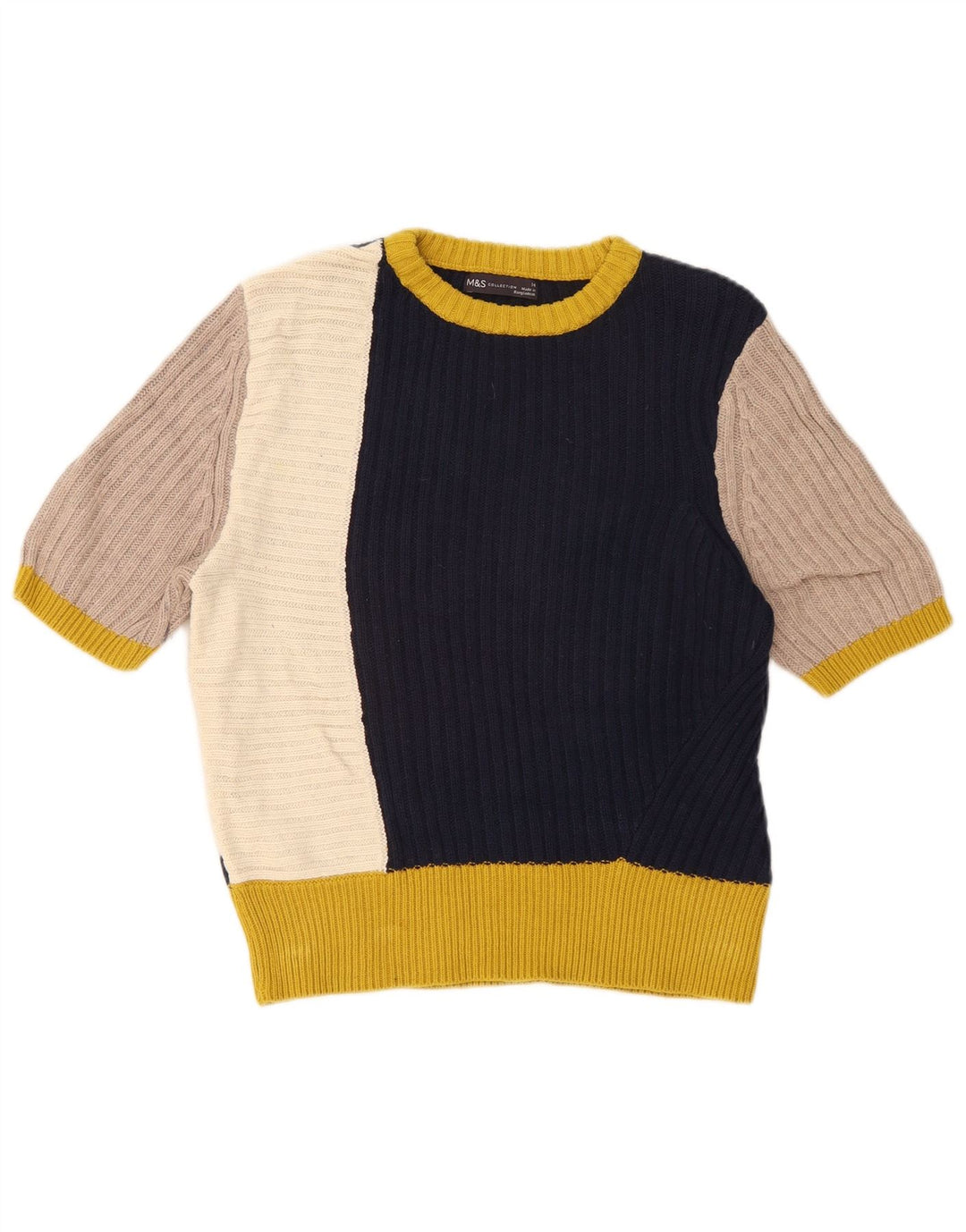 Marks & Spencer Damen-Pullover mit Rundhalsausschnitt, Gr. 14, mittelmehrfarbig