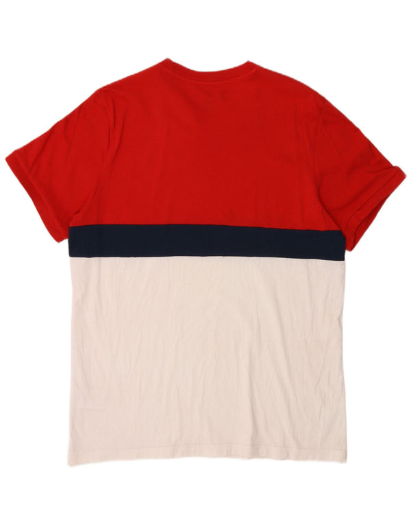 Adidas Herren T-Shirt Top Large Rot Colourblock Baumwolle