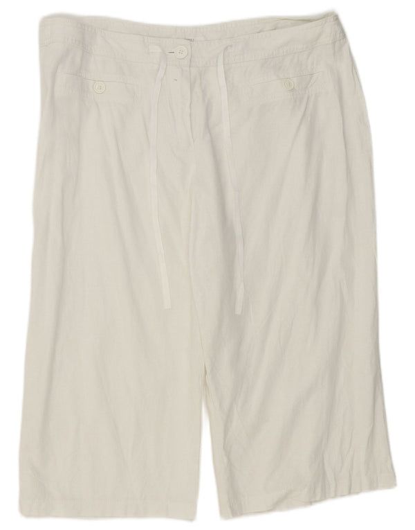 Marks & Spencer Damen Bermudashorts UK 18 XL W38 Weißes Leinen