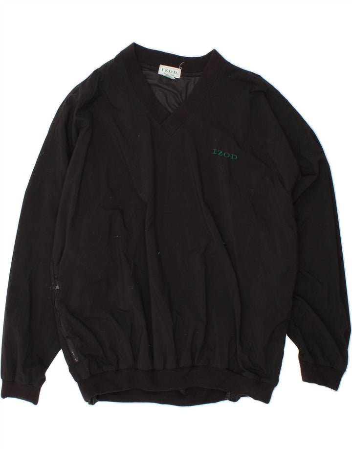 IZOD Mens Pullover Tracksuit Top Jacket XL Black Nylon Vintage Izod and Second-Hand Izod from Messina Hembry 