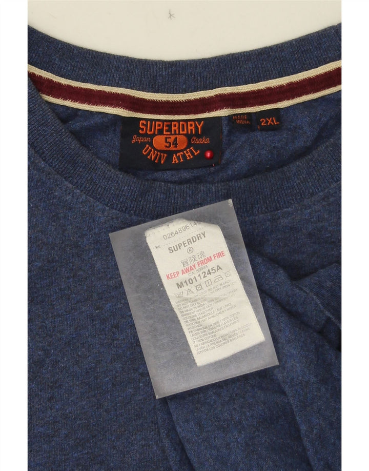 Superdry Herren T-Shirt Top 2XL Blau gefleckte Baumwolle
