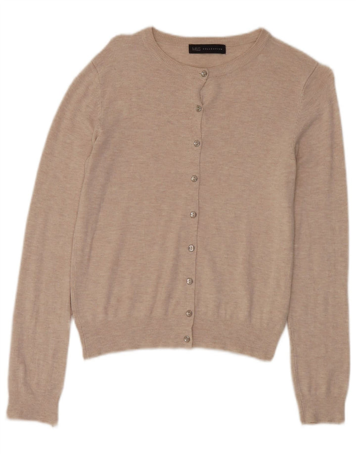 Marks & Spencer Damen Strickjacke Pullover UK 10 Small Beige Viskose