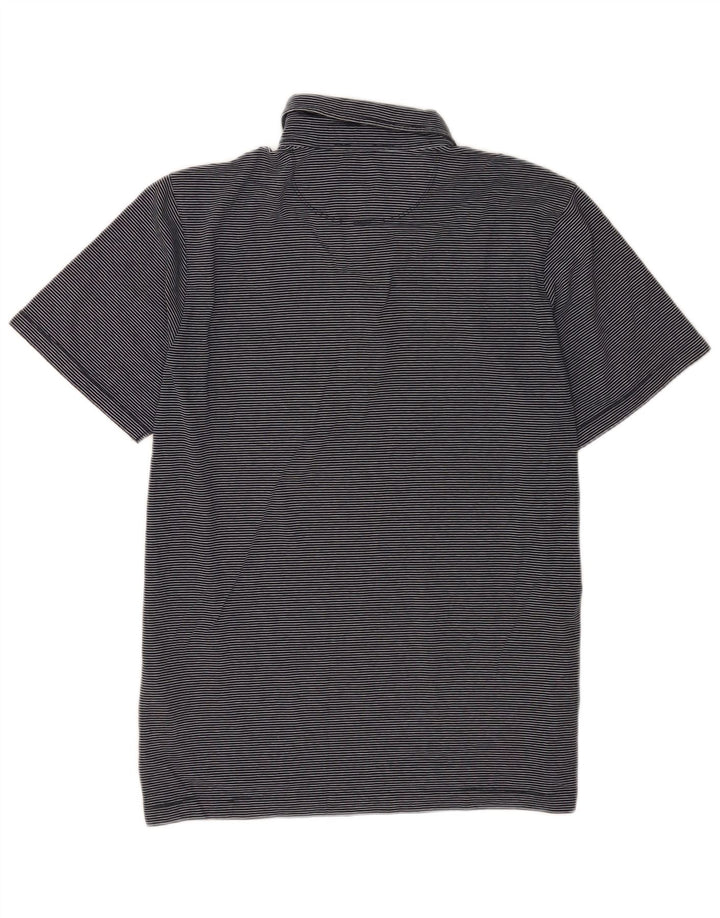 Jigsaw Herren-Poloshirt aus mittelblauer Nadelstreifen-Baumwolle in Marineblau
