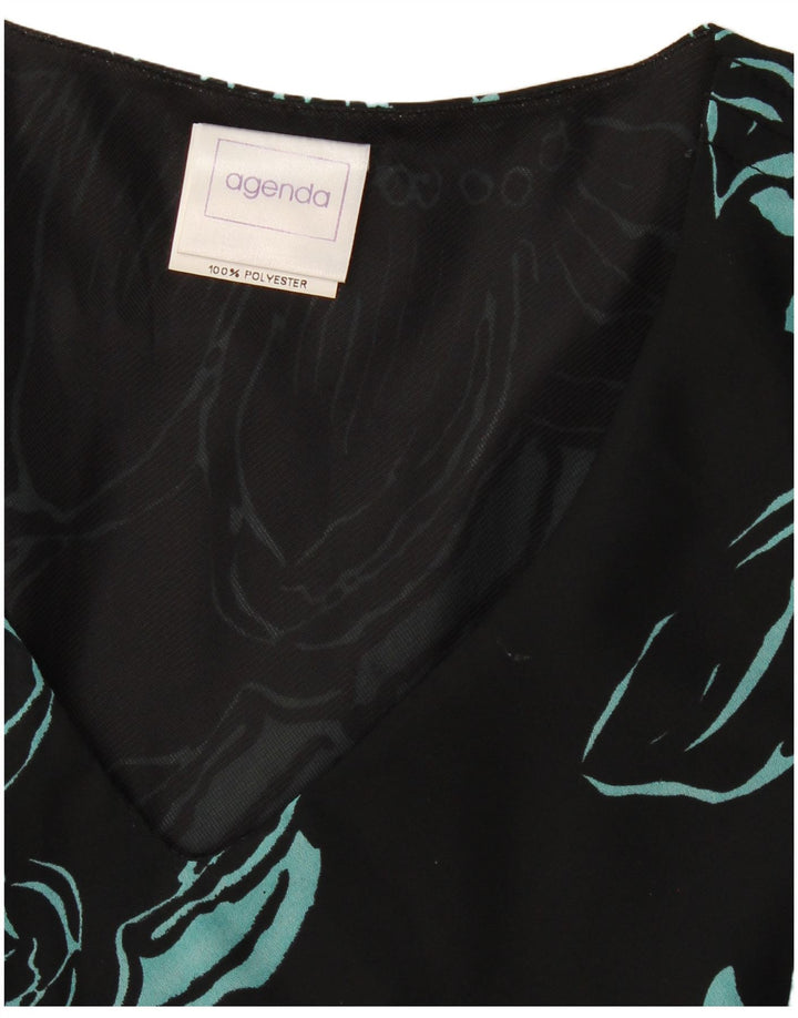 Agenda Damen Maxikleid UK 14 Mittelschwarzes, geblümtes Polyester
