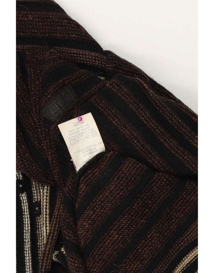 Bueckle Herren-Pullover mit Rundhalsausschnitt, Größe 52, groß, braun gestreift, Polyacryl