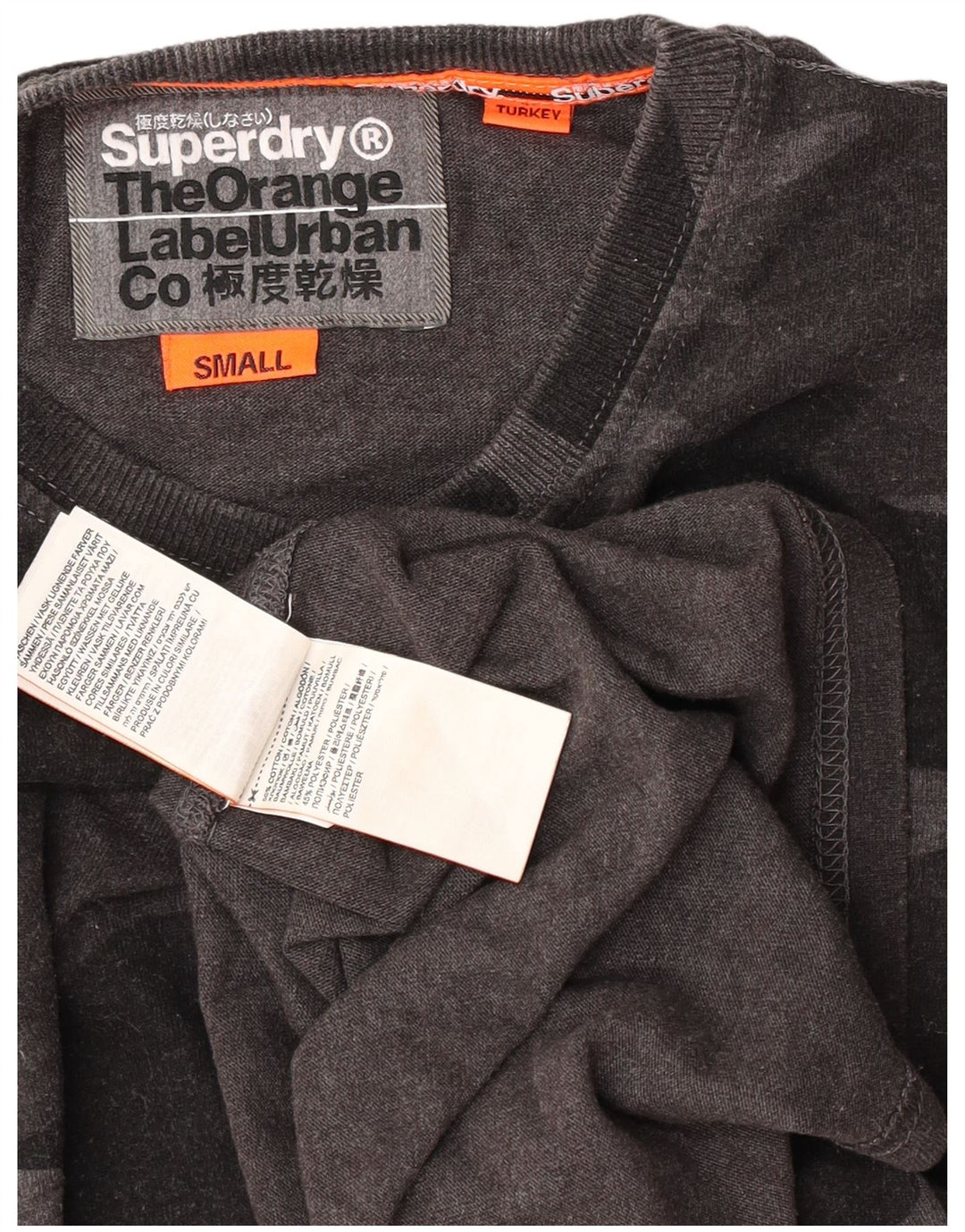 Superdry Herren T-Shirt Top Small Grau Baumwolle