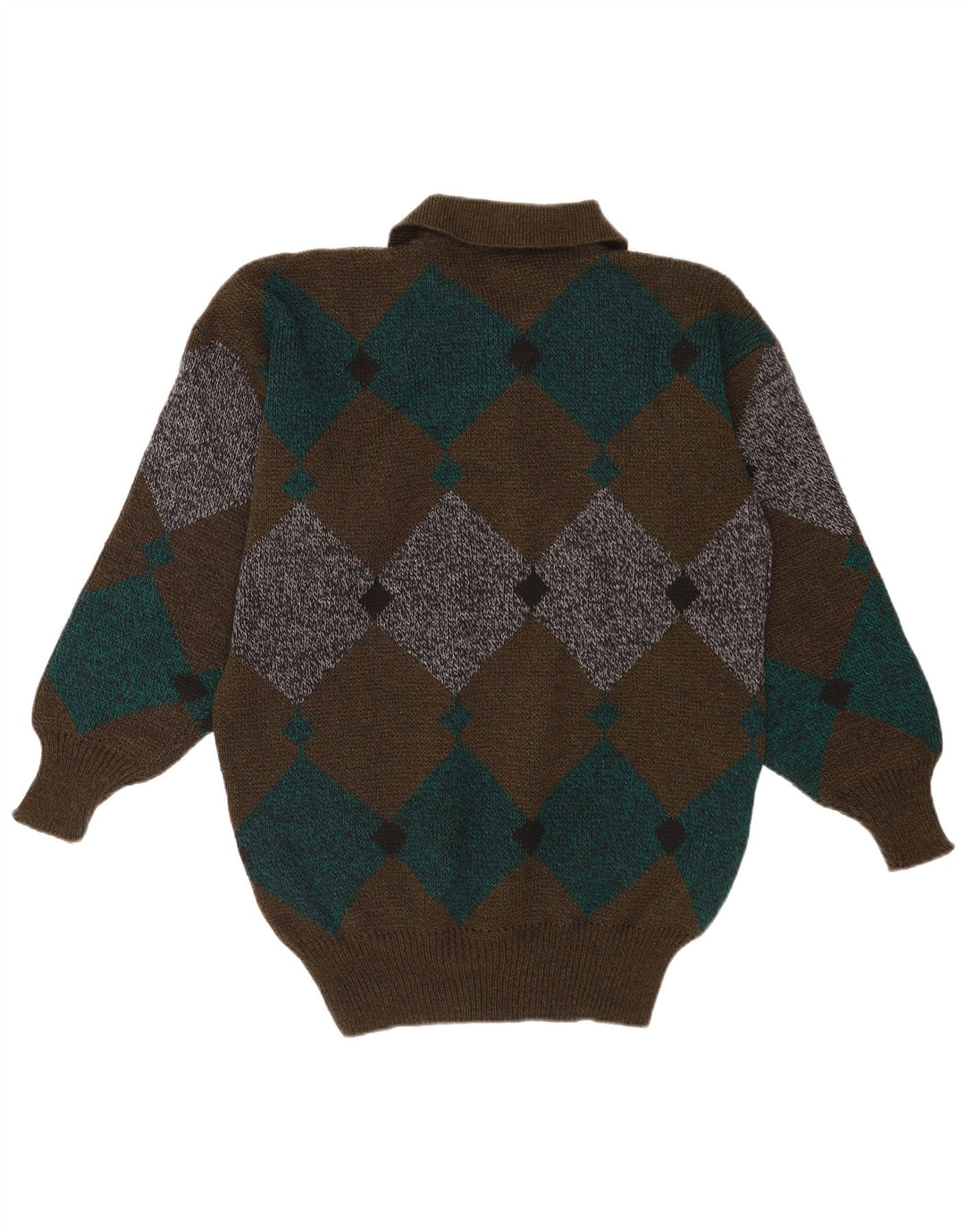 Vintage Herren Rollkragenpullover Pullover Mittelbraun Argyle/Diamond Classic