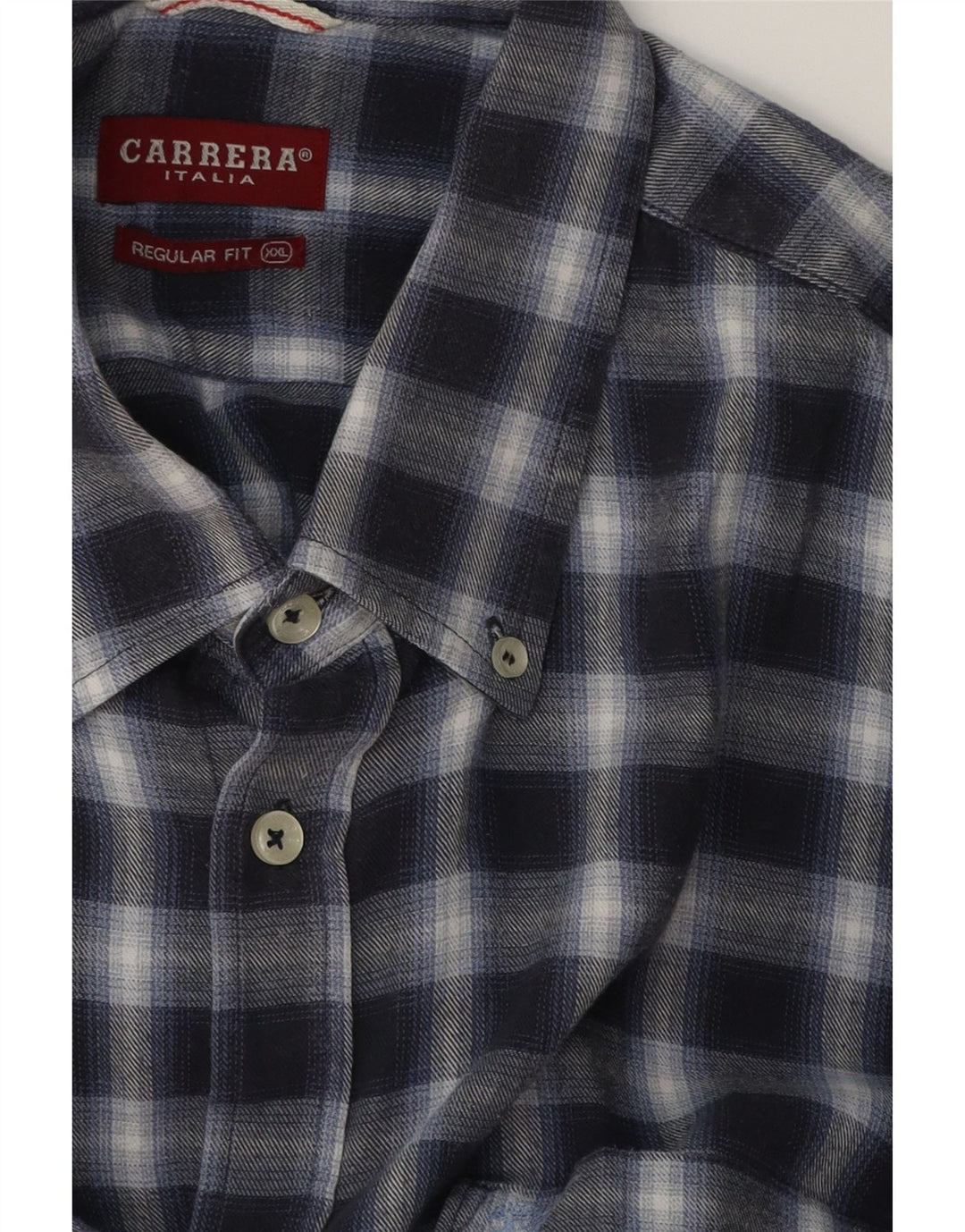 CARRERA Herren-Flanellhemd mit normaler Passform, 2XL, Marineblau kariert