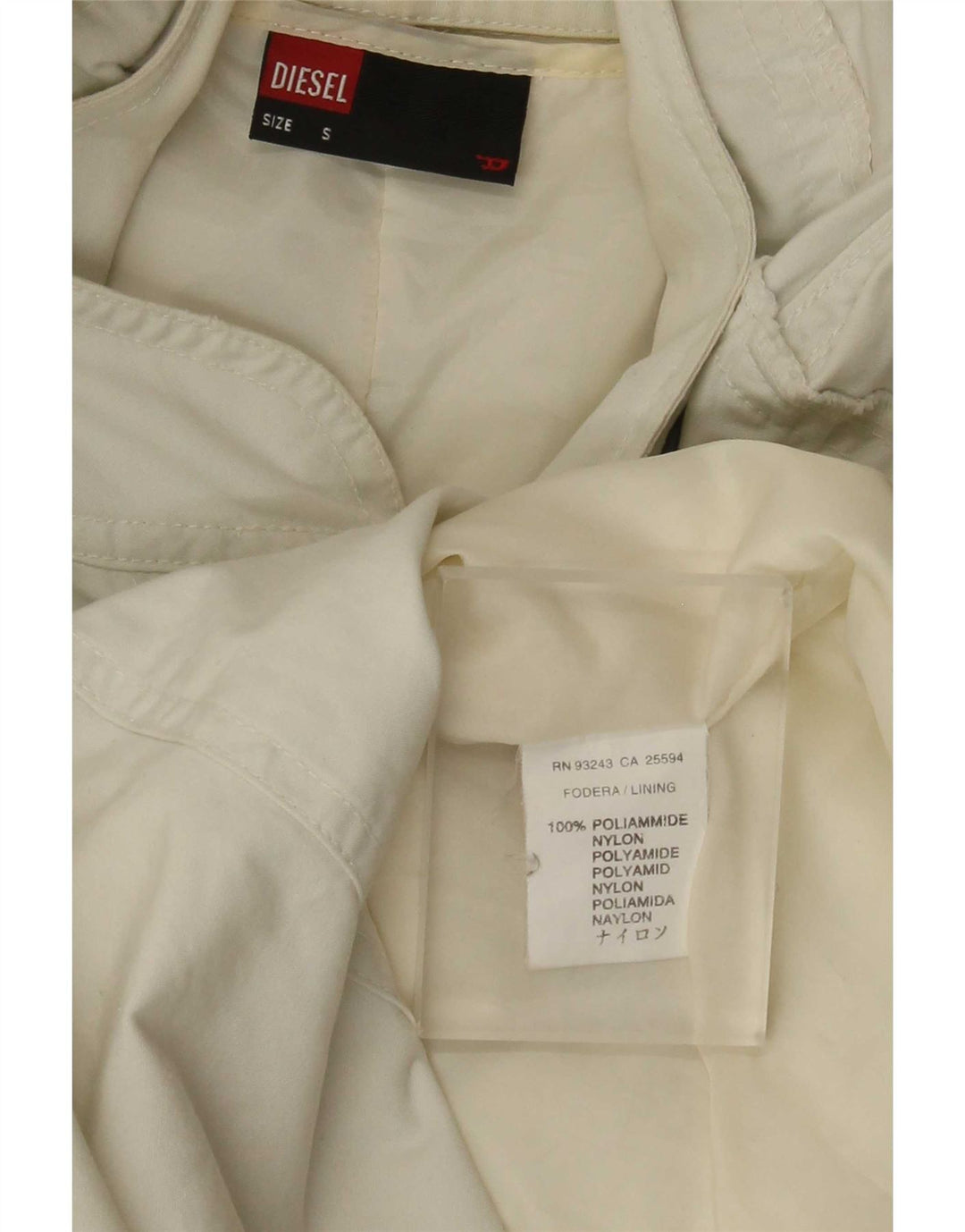 Diesel Damen-Parka mit Kapuze, UK 10, Größe S, Weiß, Polyamid