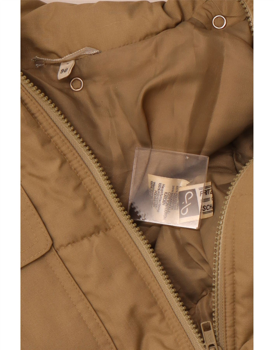 Vintage Herren gepolsterter Mantel UK 36 Small Beige Polyester