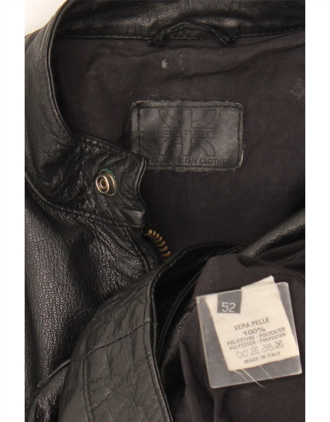 Vintage Herren Leder Bikerjacke IT 52 XL Schwarz