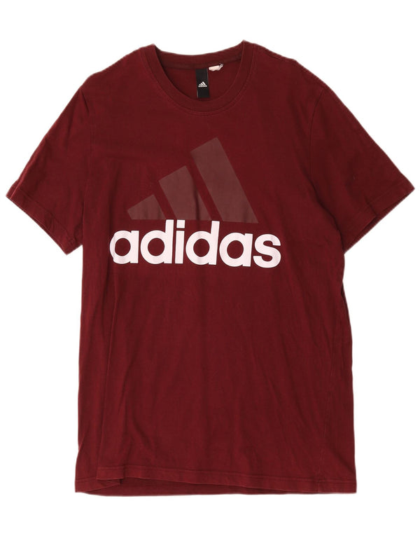 Adidas Herren Grafik-T-Shirt-Oberteil aus mittlerer burgunderroter Baumwolle