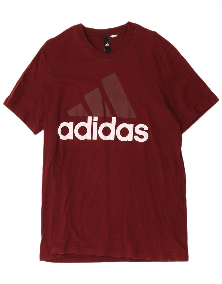 Adidas Herren Grafik-T-Shirt-Oberteil aus mittlerer burgunderroter Baumwolle