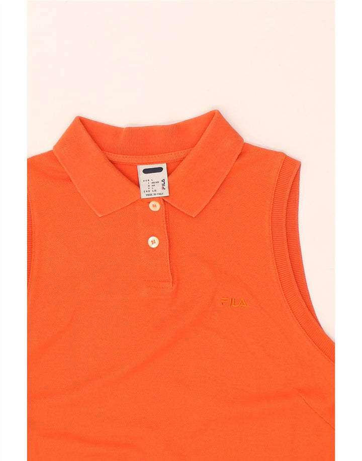 FILA Womens Sleeveless Polo Dress IT 46/48 Large Orange Cotton | Vintage Fila | Thrift | Second-Hand Fila | Used Clothing | Messina Hembry 