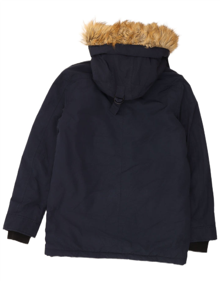 ZARA Herren-Parka mit Kapuze, UK 40, Größe L, Marineblau, Polyester