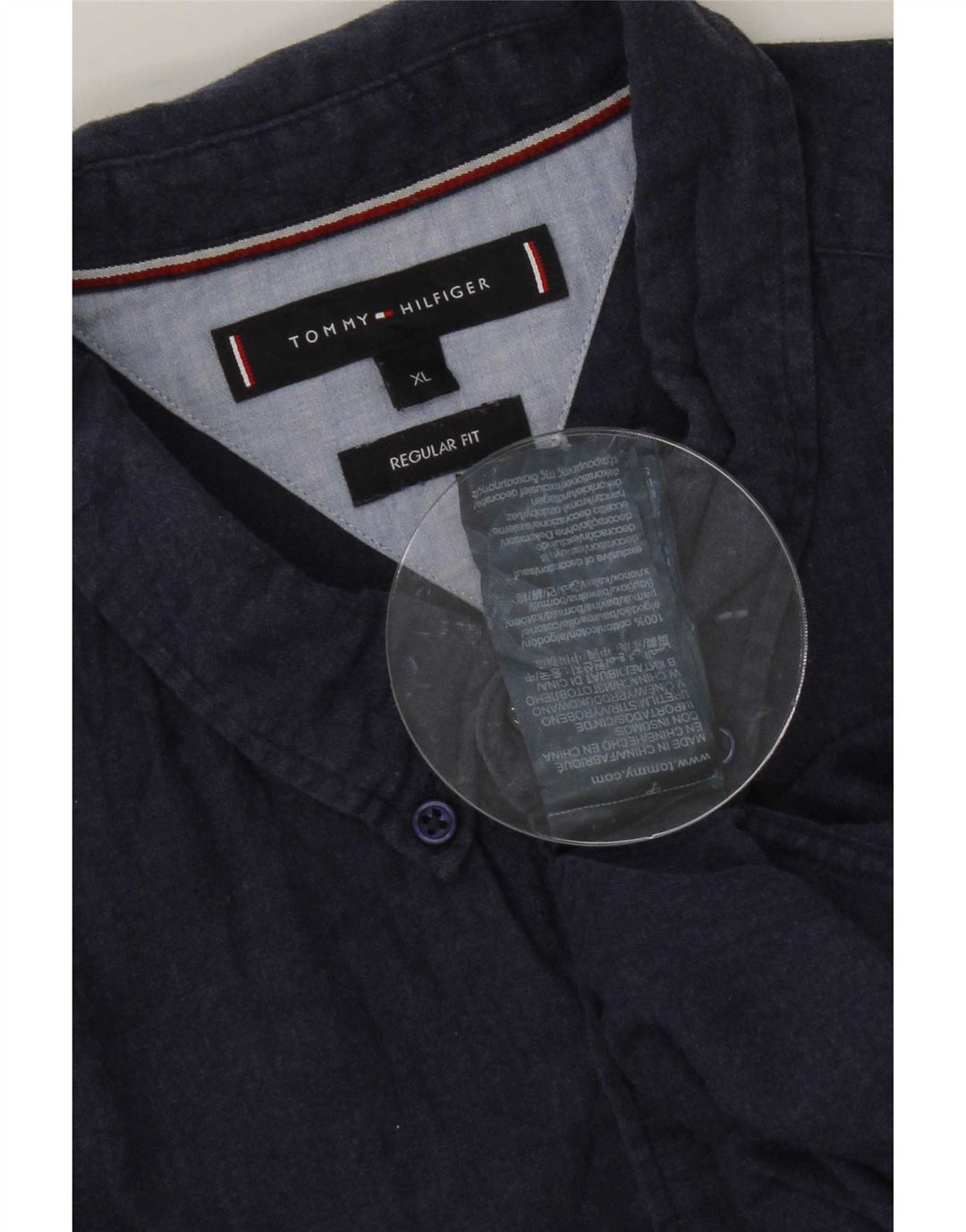 Tommy Hilfiger Herren Regular Fit Hemd XL Marineblau Baumwolle