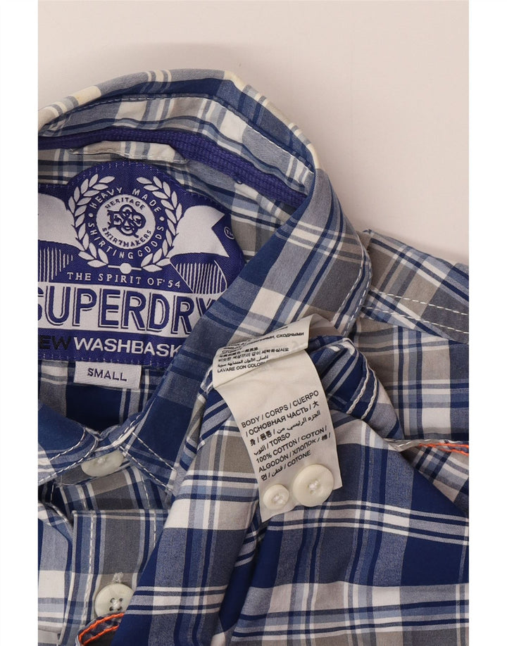 SUPERDRY Herrenhemd aus Baumwolle, klein, blau kariert