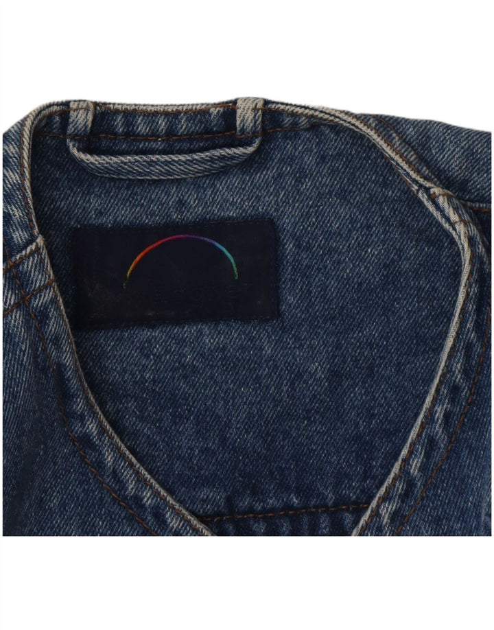 Bogner Damen Graphic Crop Denim Jacke UK 14 Mittelblau 90er Jahre