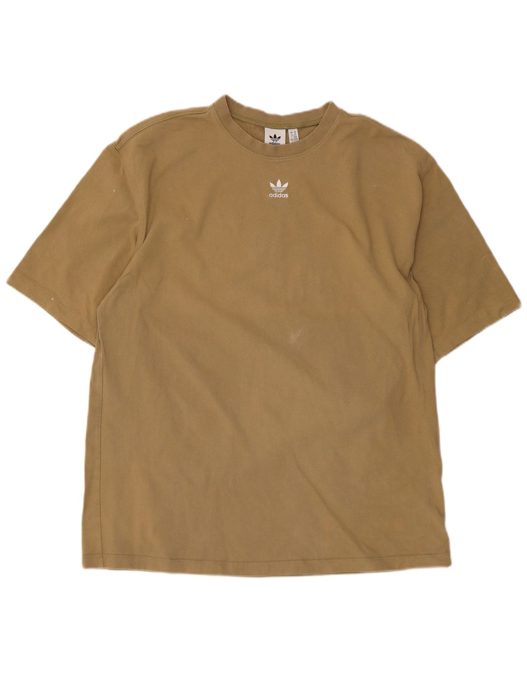 Adidas Damen T-Shirt Top UK 14 Medium Khaki Baumwolle