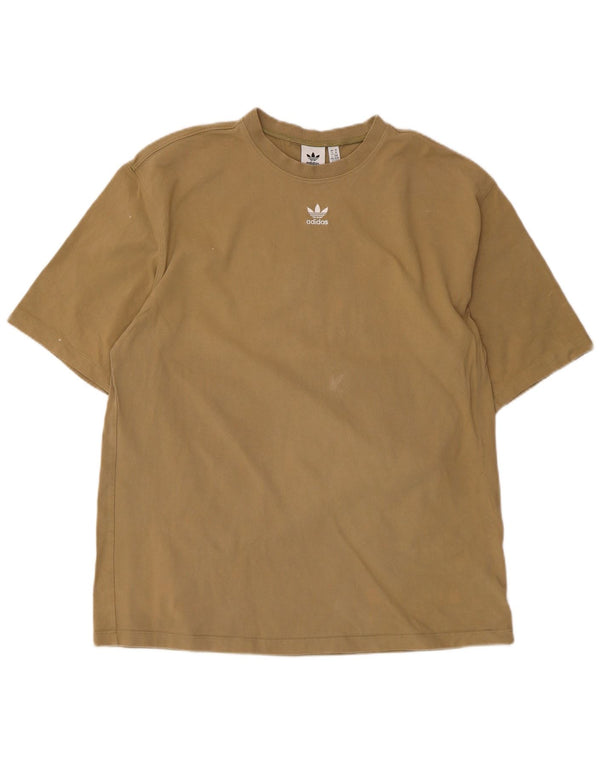 Adidas Damen T-Shirt Top UK 14 Medium Khaki Baumwolle