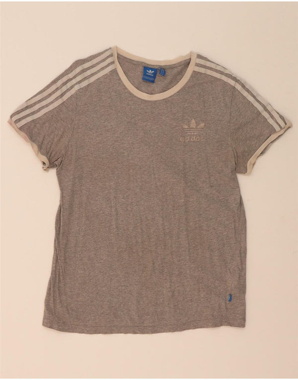 Adidas Damen T-Shirt Top UK 10 Small Grau gefleckte Baumwolle