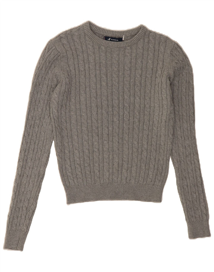 KANGOL Womens Boat Neck Jumper Sweater UK 12 Medium Grey Cotton Vintage Kangol and Second-Hand Kangol from Messina Hembry 