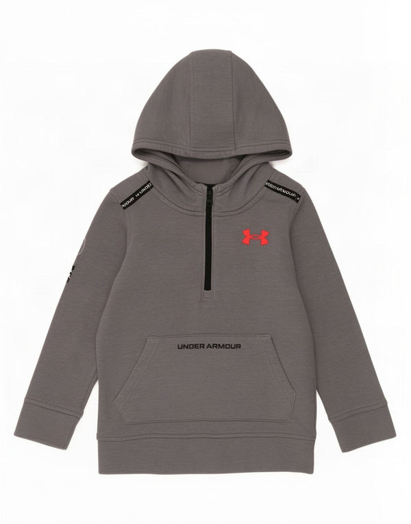 Under Armour Jungen-Kapuzenpullover mit Reißverschluss, 7–8 Jahre, Größe S, graue Baumwolle
