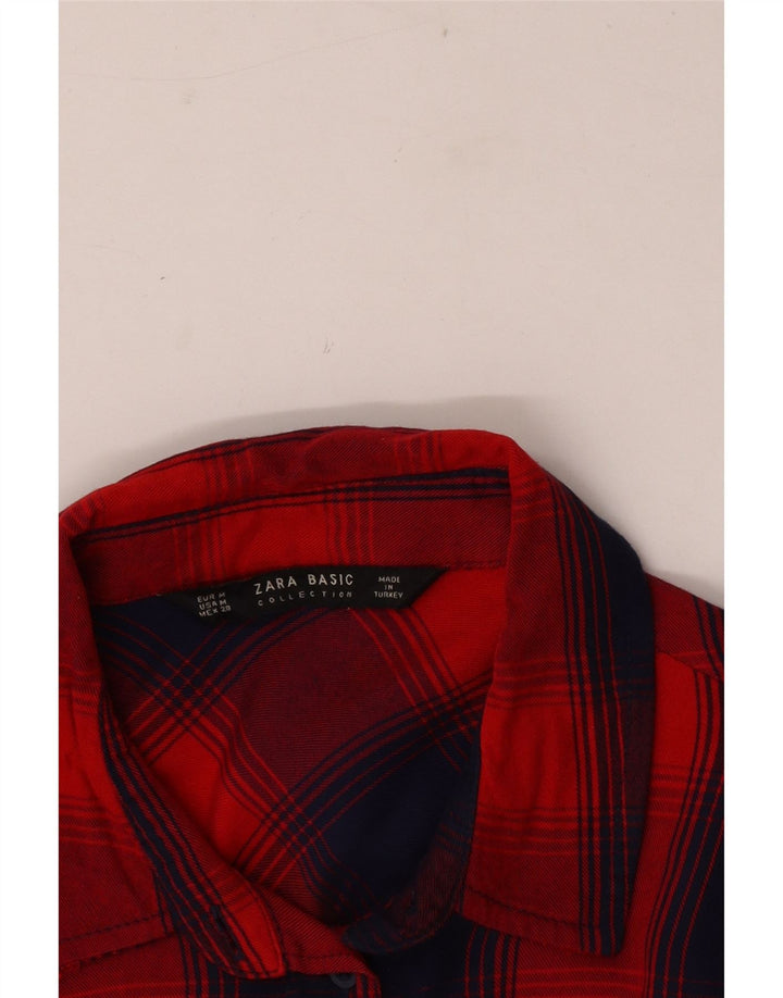 Zara Damen Flanellhemd UK 12 Mittelrot kariert