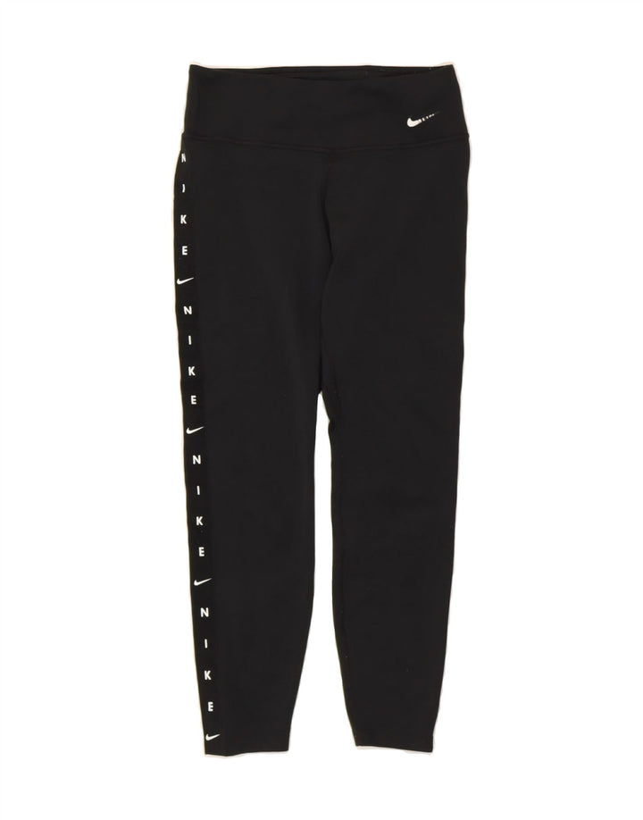 NIKE Womens Capri Graphic Leggings UK 10 Small  Black Polyester Vintage Nike and Second-Hand Nike from Messina Hembry 