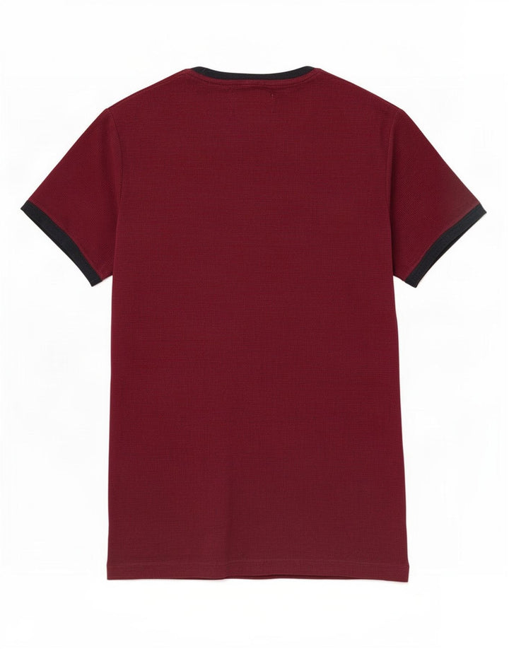 Penguin Herren T-Shirt-Oberteil aus mittlerer burgunderroter Baumwolle