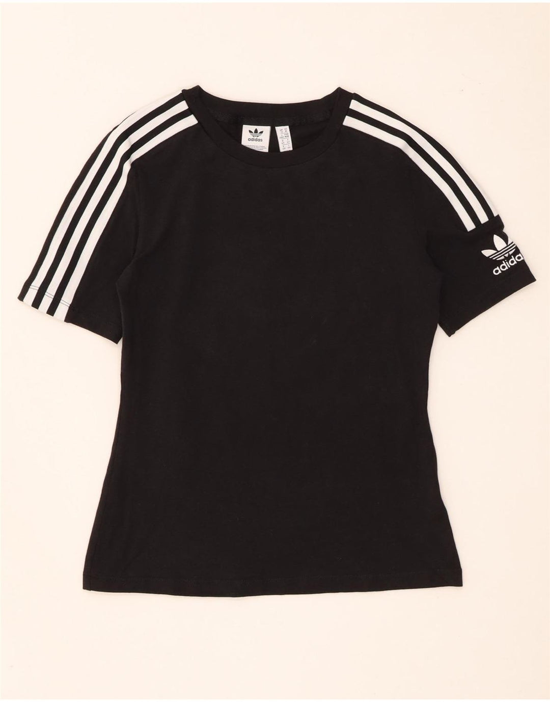 Adidas Damen T-Shirt Top UK 14 Medium Schwarz Baumwolle
