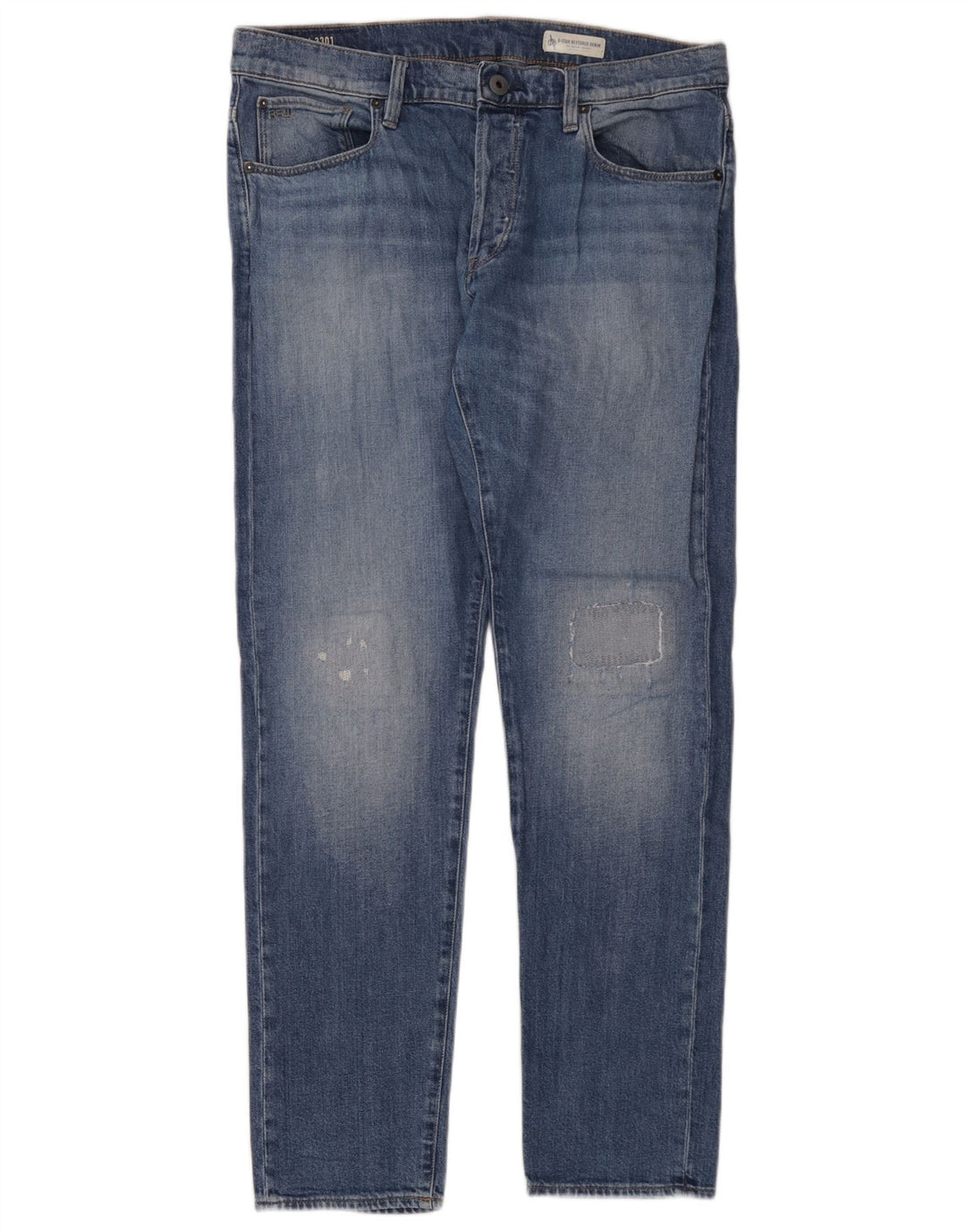 G-Star Herren 3301 Slim Jeans W34 L32 Blaue Baumwolle