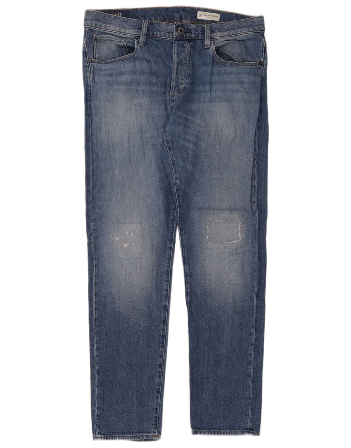 G-Star Herren 3301 Slim Jeans W34 L32 Blaue Baumwolle