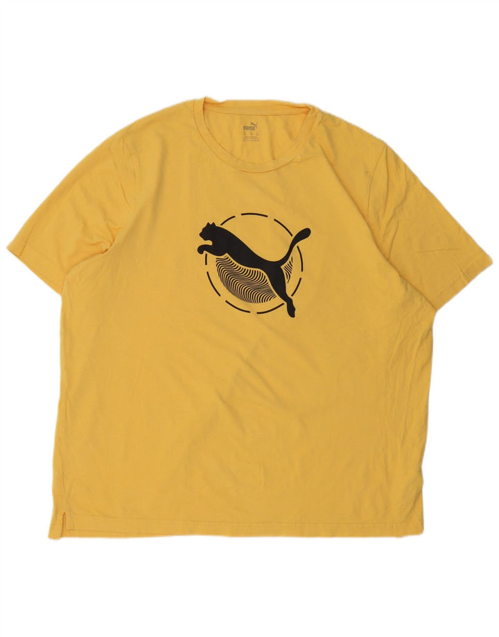 Puma Herren Grafik T-Shirt Top 2XL Gelb Baumwolle