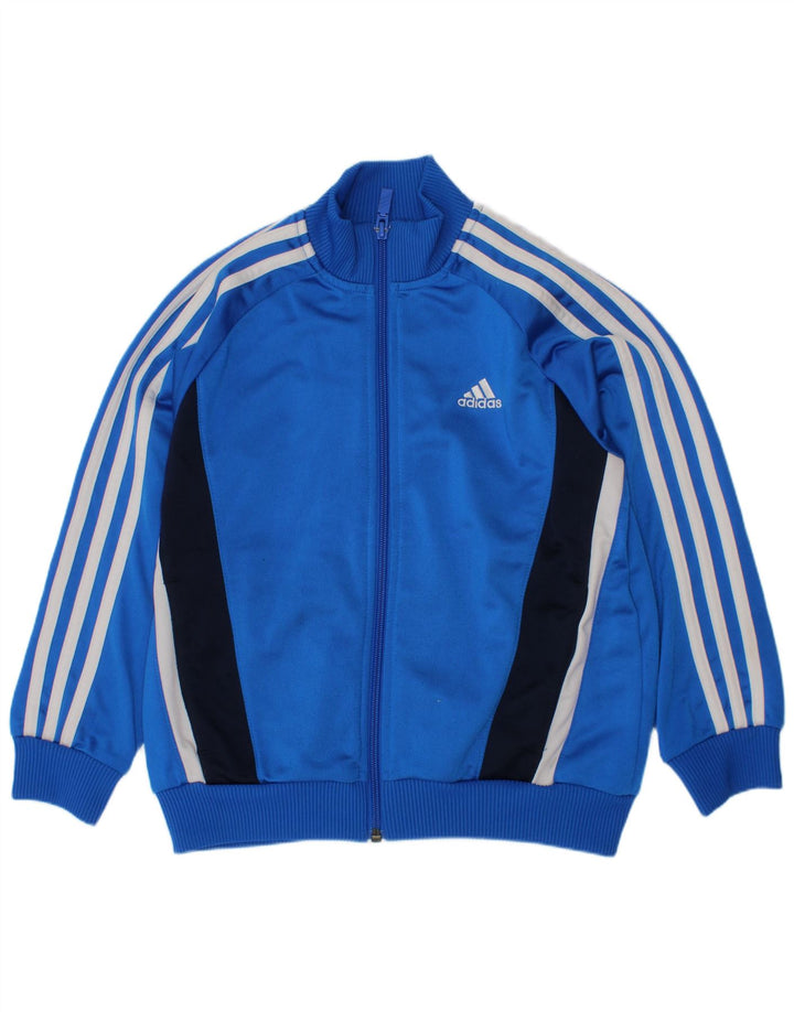 Adidas Jungen-Trainingsanzug-Top-Jacke, 7–8 Jahre, blaues Farbblock-Polyester