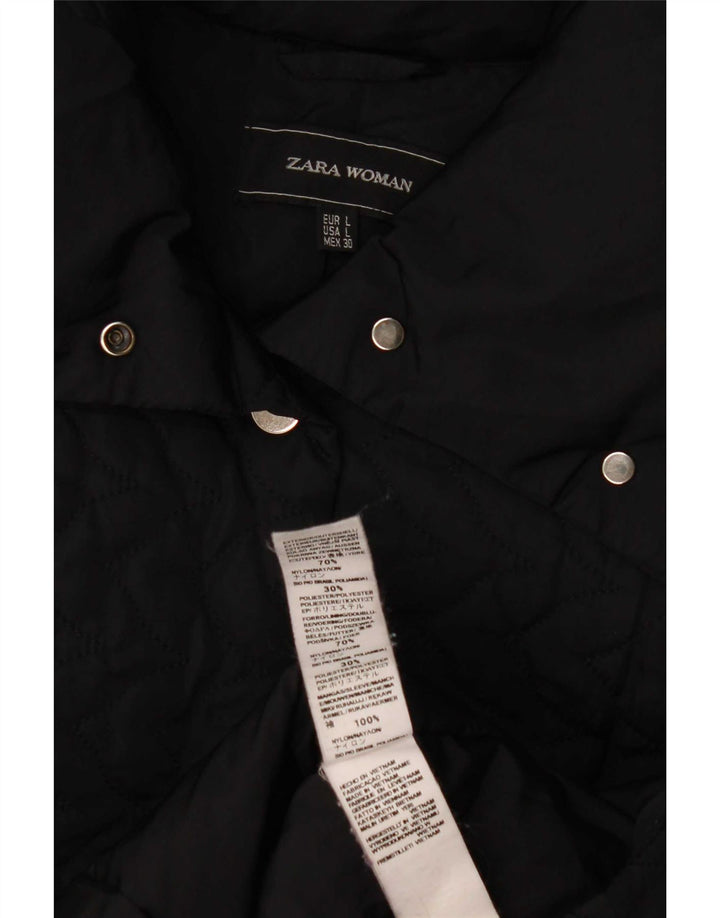 Zara Damen Steppjacke UK 16 Large Schwarz Polyester