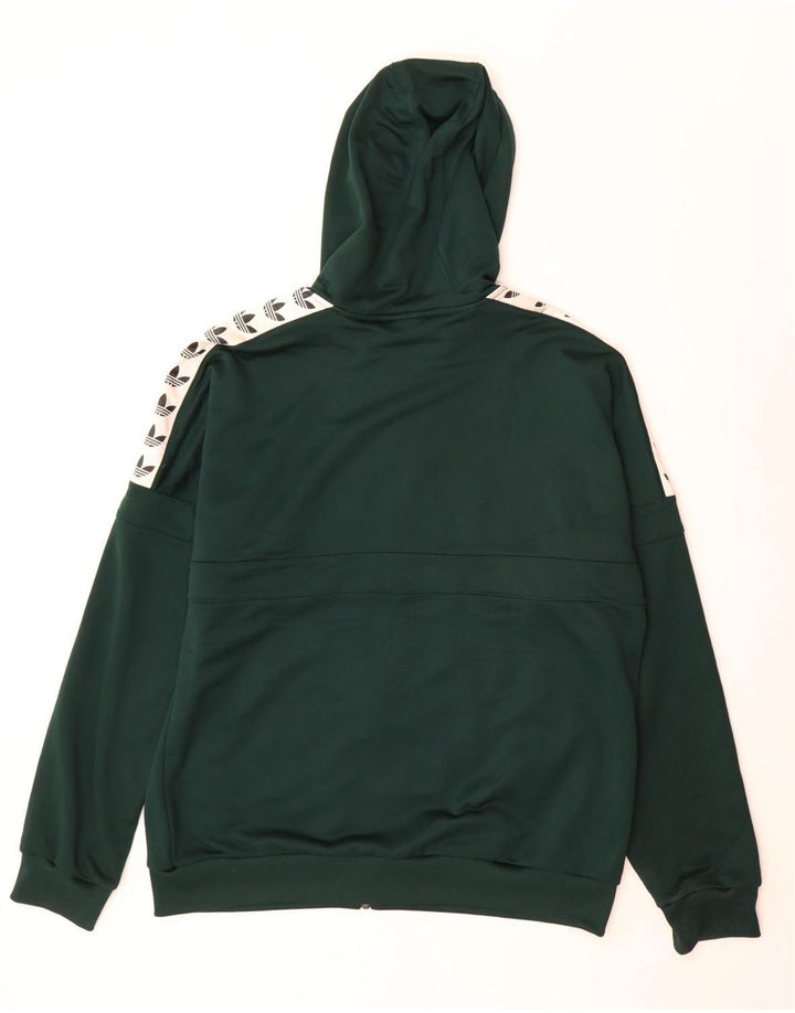 Adidas Herren-Kapuzenpullover mit grafischem Reißverschluss, groß, grünes Farbblock-Polyester