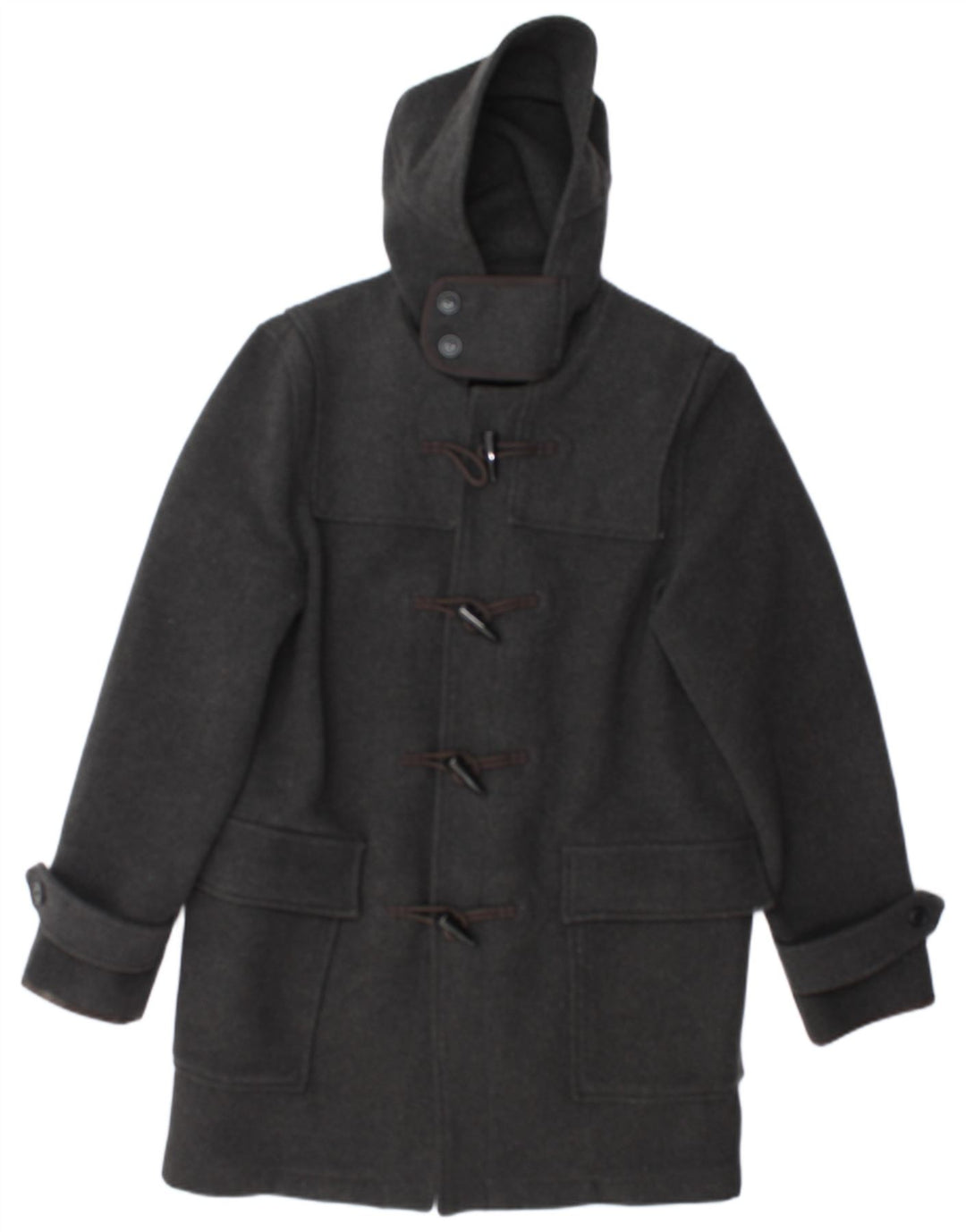 TOPMAN Herren-Dufflecoat mit Kapuze, UK 38, Mittelgrau