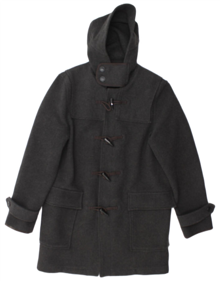 TOPMAN Herren-Dufflecoat mit Kapuze, UK 38, Mittelgrau