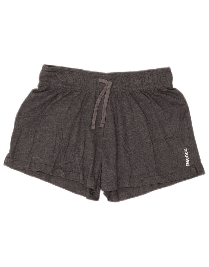REEBOK Damen Sportshorts UK 10 Small Graue Baumwolle