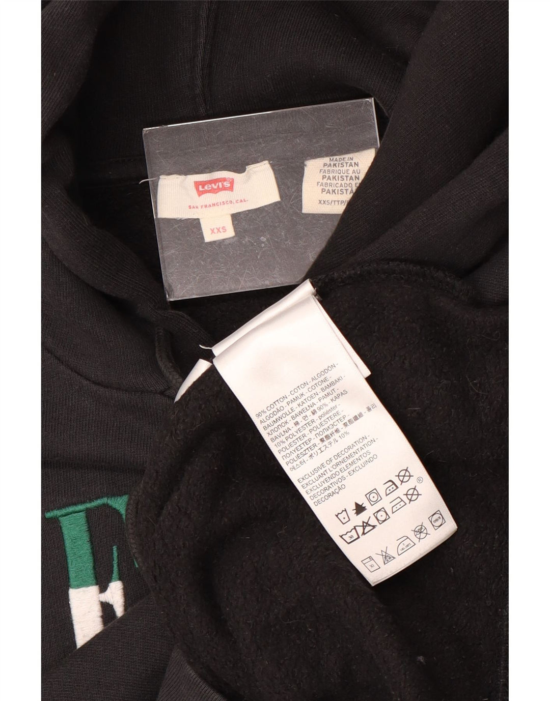 Levi's Herren-Kapuzenpullover mit normaler Passform, 2XS, schwarze Baumwolle