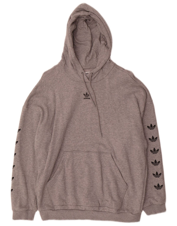 Adidas Damen Graphic Oversized Hoodie Pullover UK 14 Mittelgrau meliert